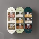 Wall Mounted 3-Compartment Spice Rack Organizer | Punch-Free Kitchen Seasoning Storage Box