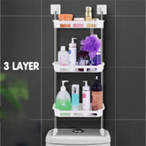 3 Layer Over The Toilet Rack Plastic Space Saving Vertical Toilet Stand Punch- free Bathroom Supplies Bathroom Storage Rack