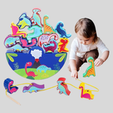 Stacking Game Wooden Balancing Stacking Stones Game 3D Montessori Threading Game