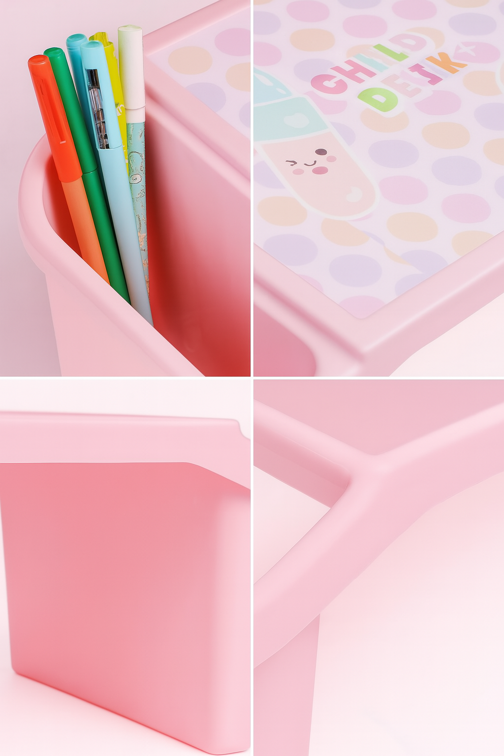 Kids Portable Study Table – Multifunctional Plastic Desk with Side Storage