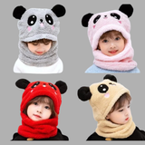 Kids Winter Panda Wool Cap With Neck Warmer – Warm And Cozy