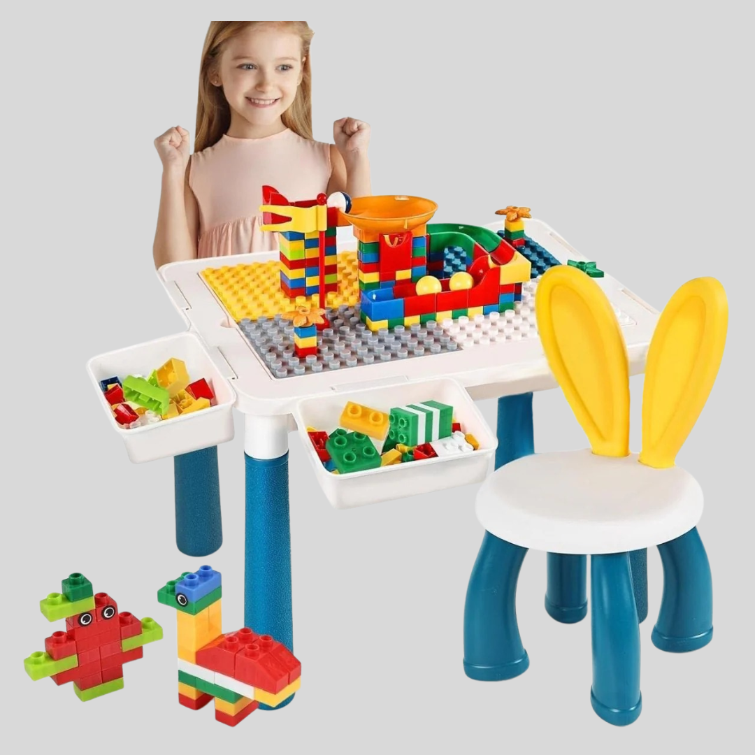 Kids Building Blocks Table With Chair